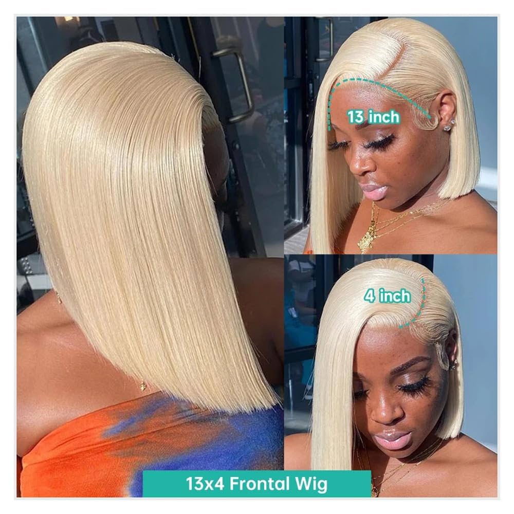 13x4 Lace Front Bob Wig, Color 613 Straight, Density