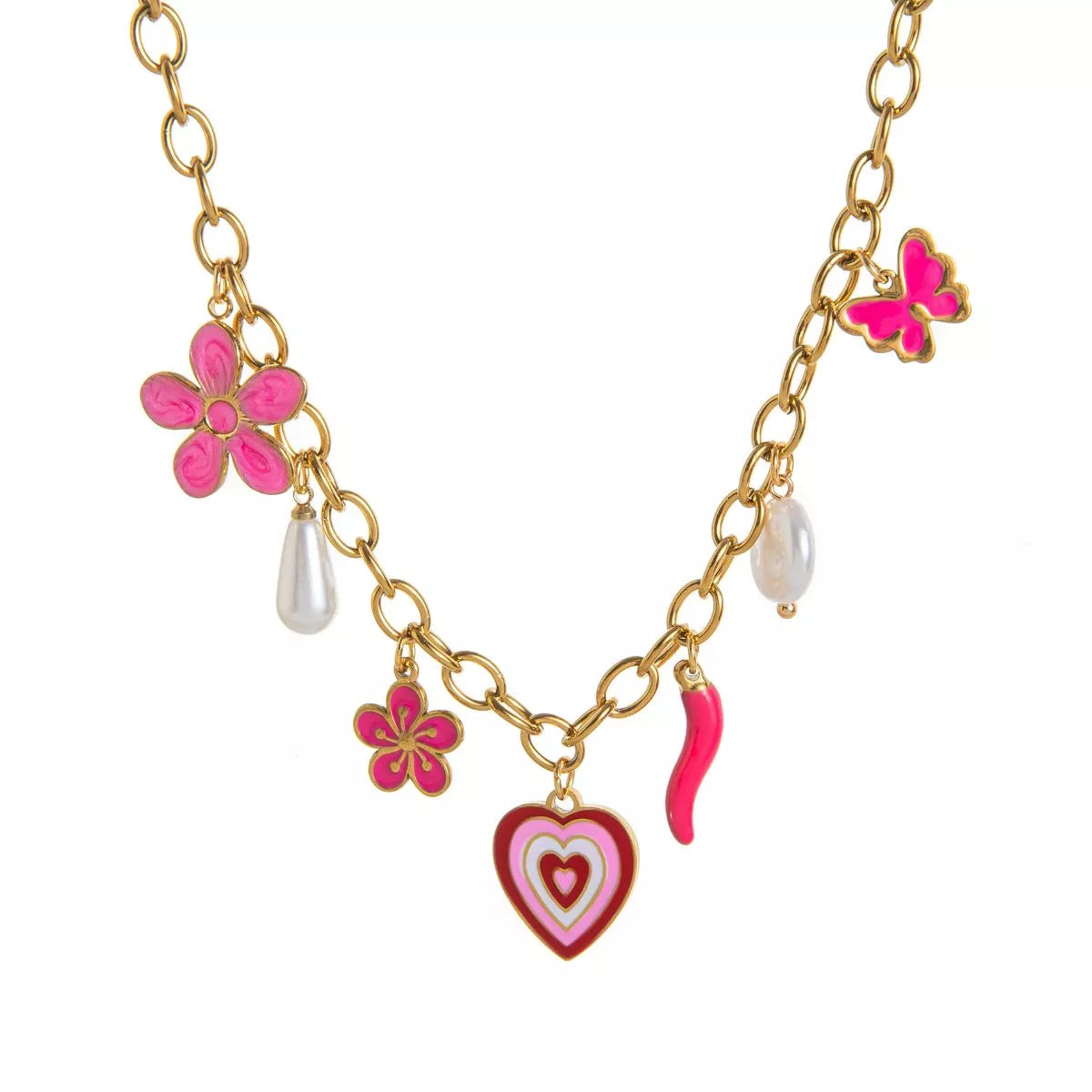 18K Gold-Plated Stainless Steel Charm Necklace