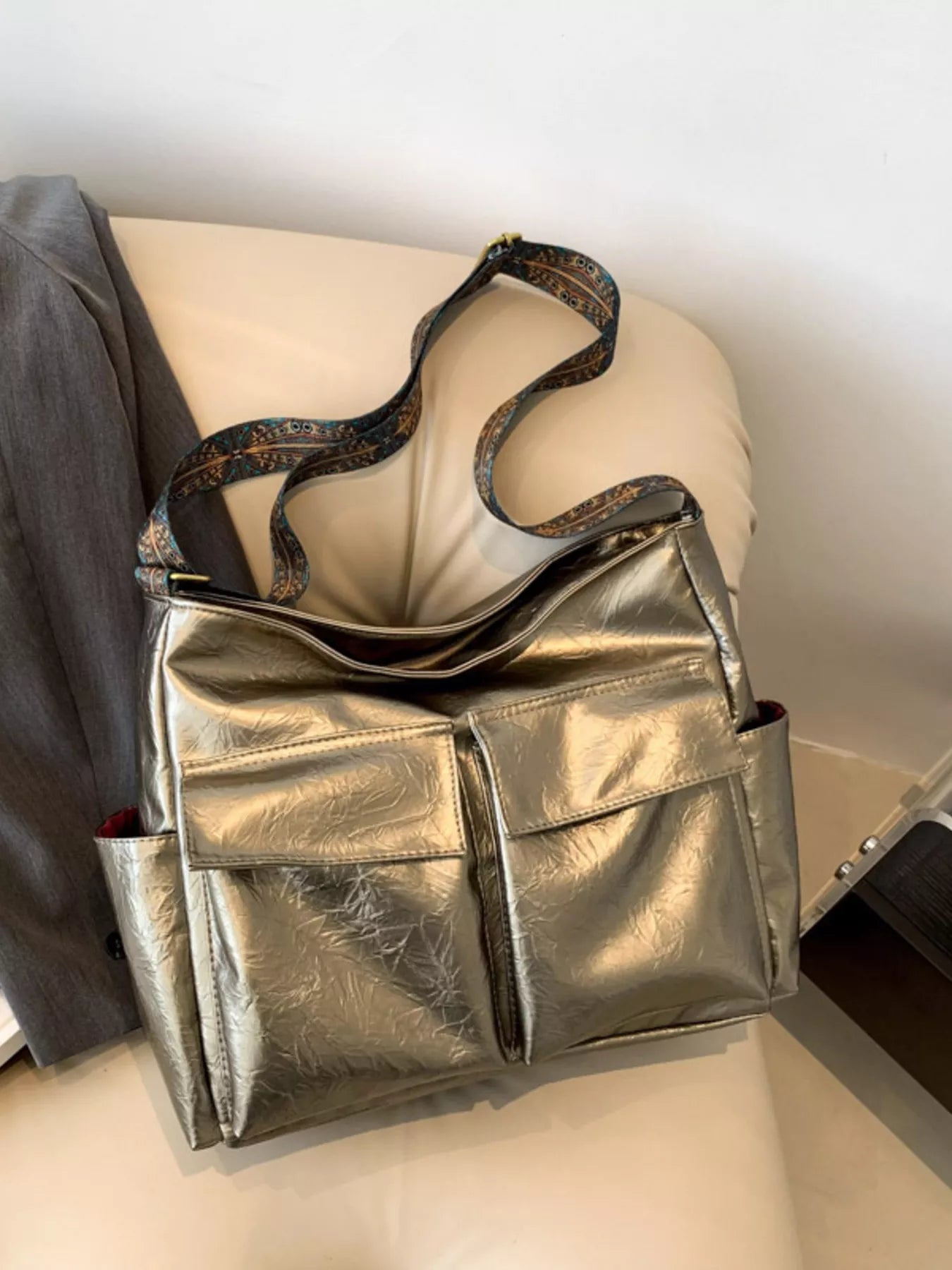 Adjustable Strap Multi Pocket Handbag