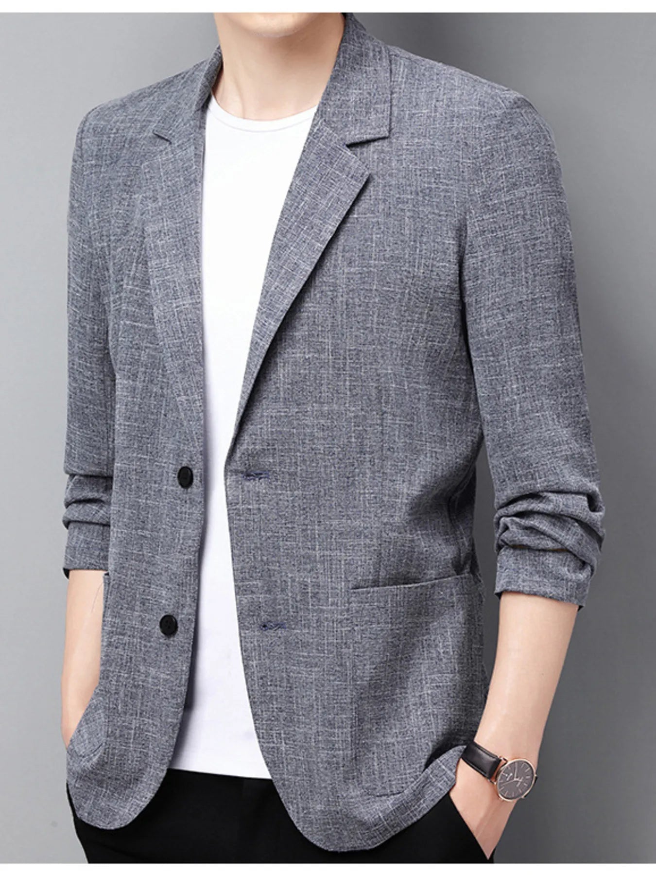 Men's Full Size Button Up Long Sleeve Blazer Plus Size
