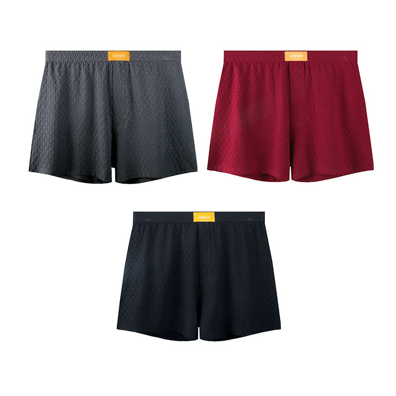 Mens Solid-color Mid-rise Textured Soft Boxer Briefs