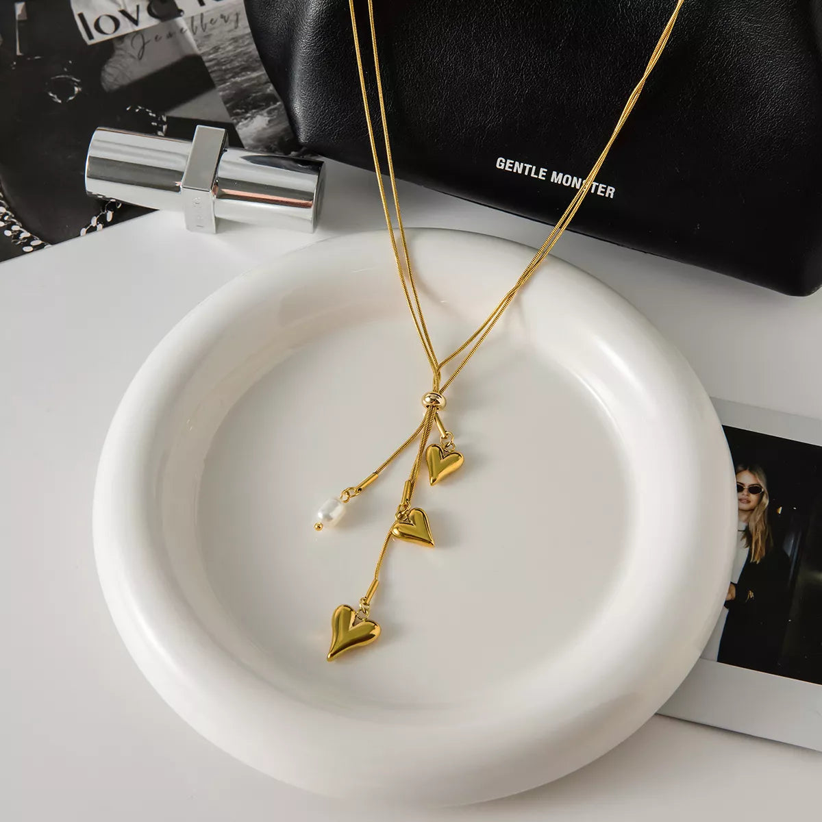18K Gold-Plated Double Layered Heart Necklace