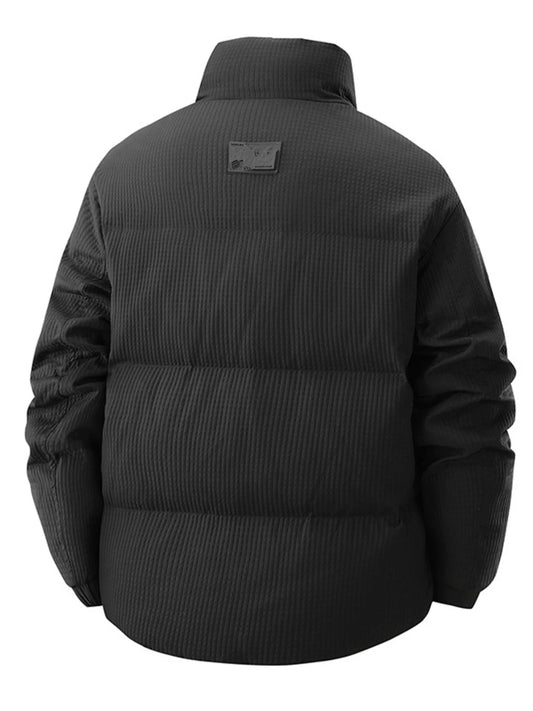 Men's Plus Size Textured Puffer Jacket with Pockets