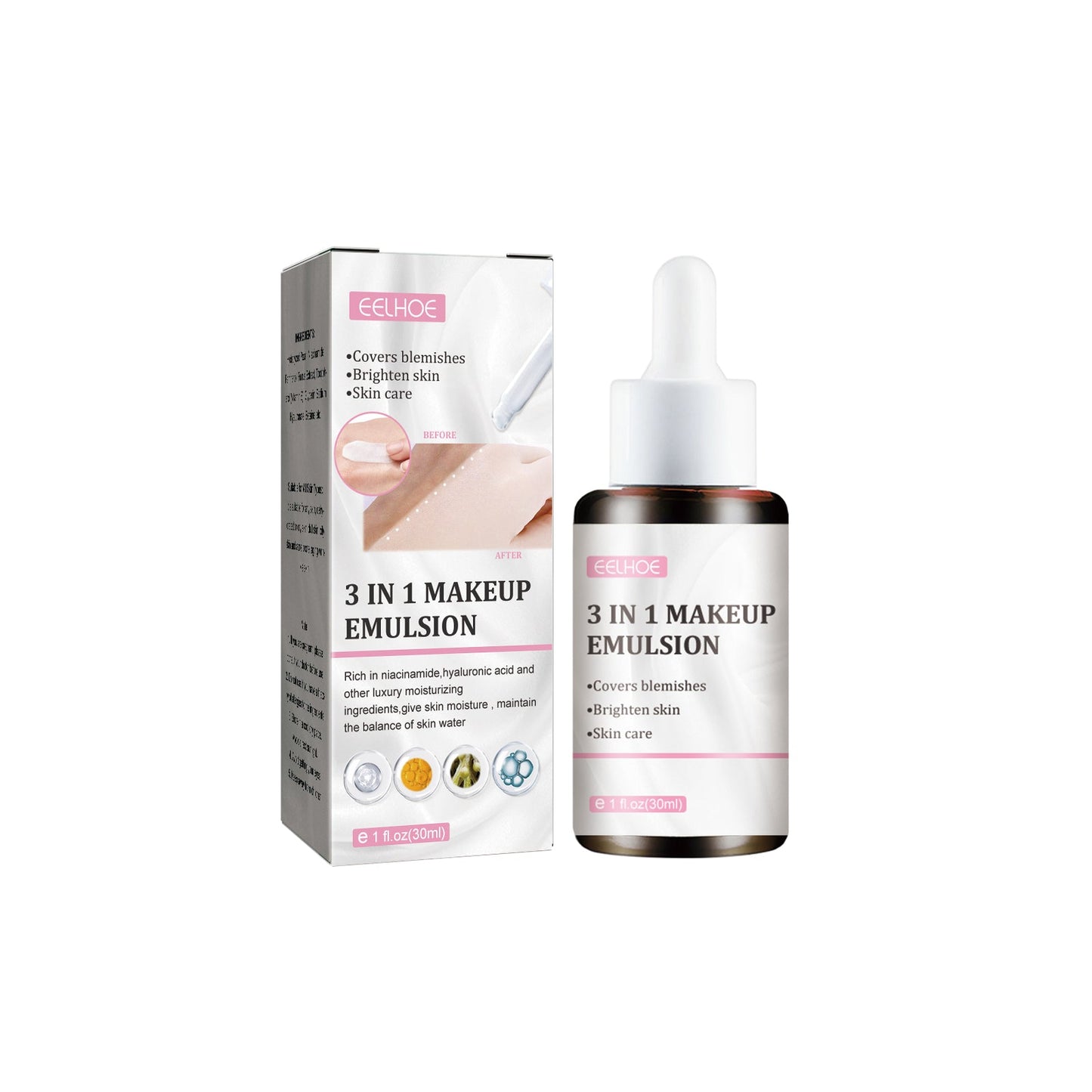 EELHOE 3-In-1 No Makeup Cream Bare Base No Fake White Moisturizing Beauty, Concealer And Brightening Skin Cream