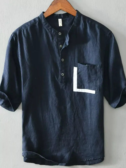 Men's Plus Size Casual Button Detail Shirt with Pocket