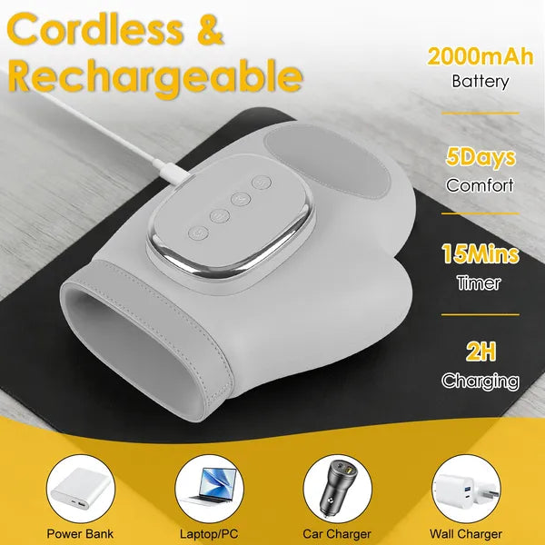 Hand Massager With Heat Compression Cordless Hand Massager For Arthritis Carpal Tunnel With 3 Modes 3 Heat Levels 5 Intensity Levels Disposable Gloves Finger Massager Carry Bag
