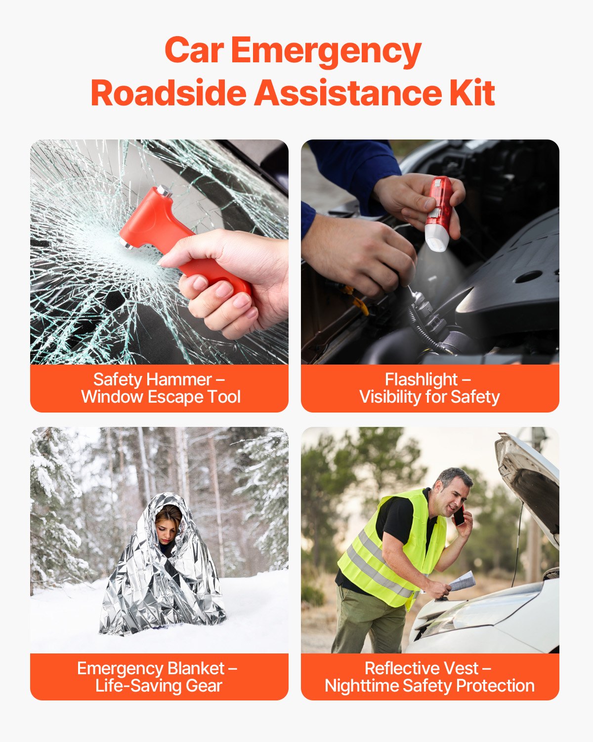 32 Pcs Car Emergency Kit With Medical Emergency First Aid Kit For Vehicles