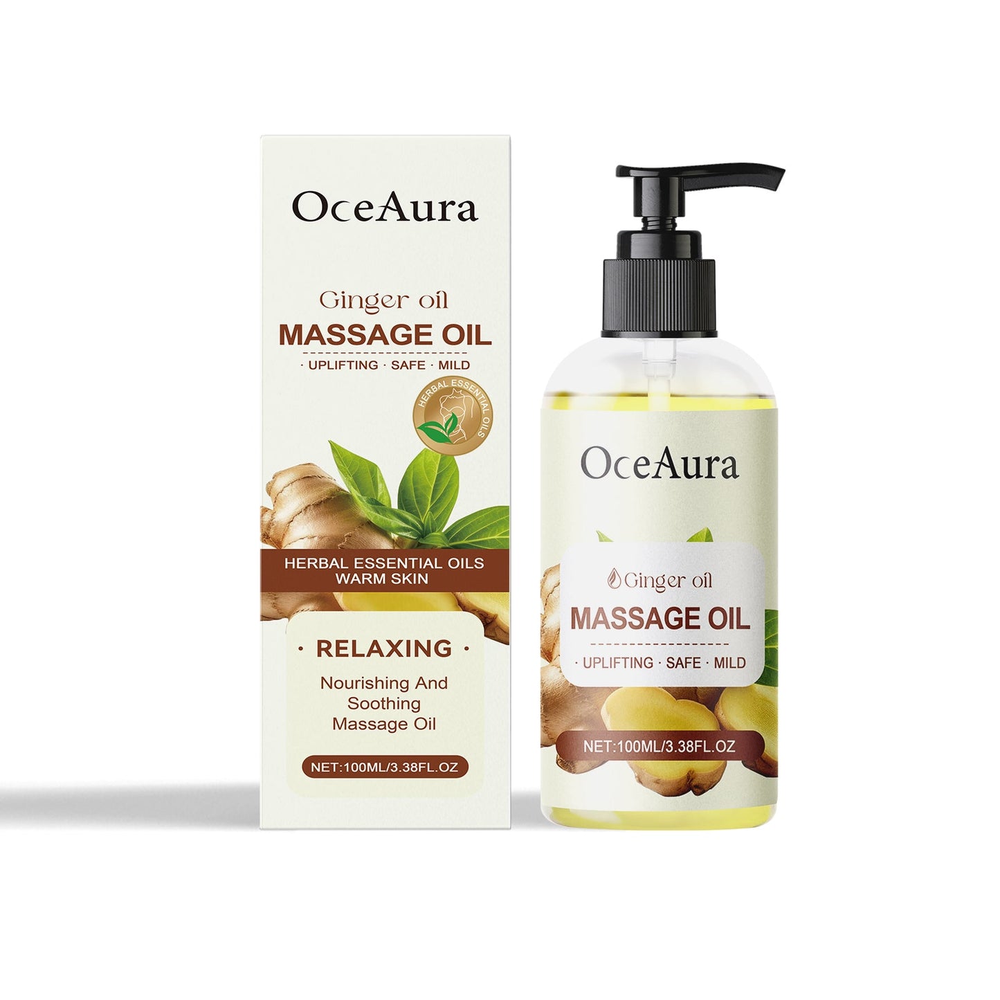 OceAura Plant Body Essential Oil (Ginger Oil), Hydrating And Moisturizing Body Moisturizing Massage Essential Oil