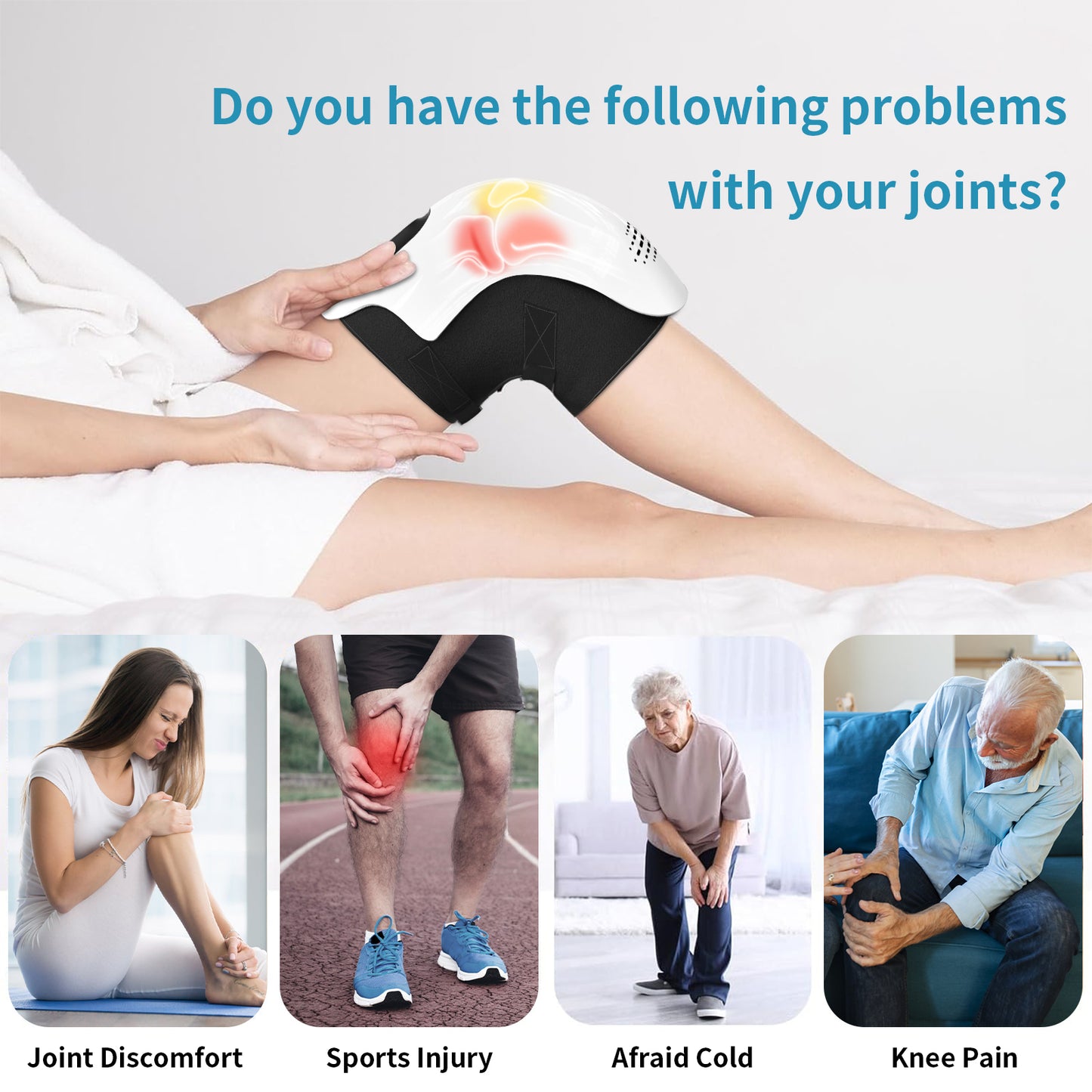 Smart Electric Intelligent Kneading Heating Knee Massager Rechargeable Pain Relief Infrared Laser Vibration Knee Massager