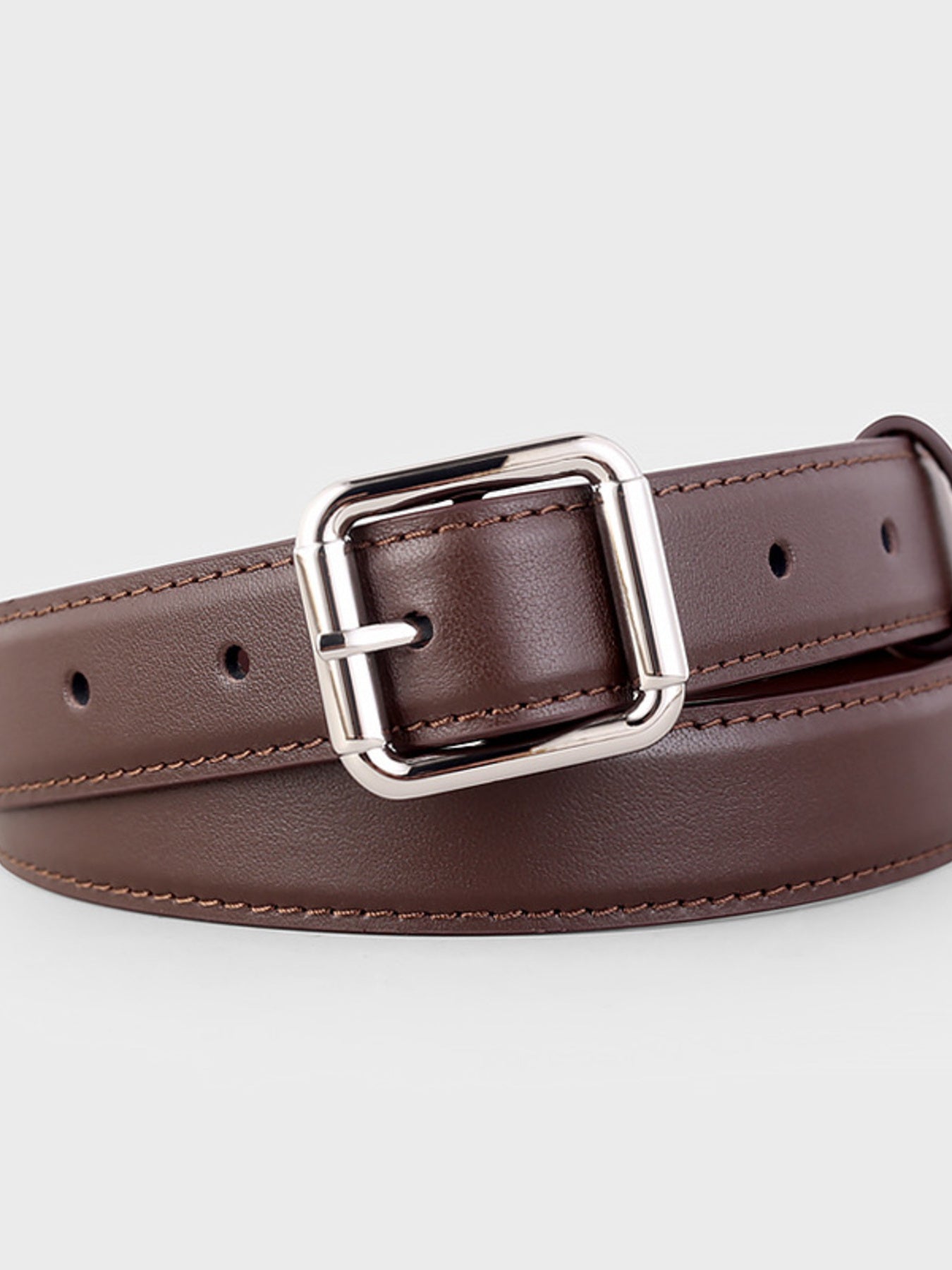 Square Buckle Leather Belt