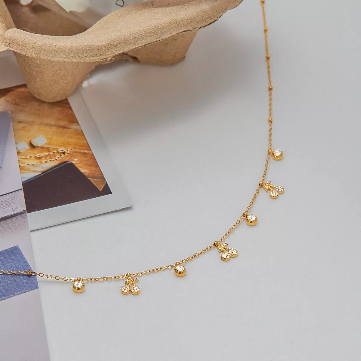 18K Gold-Plated Zircon Cherry Necklace