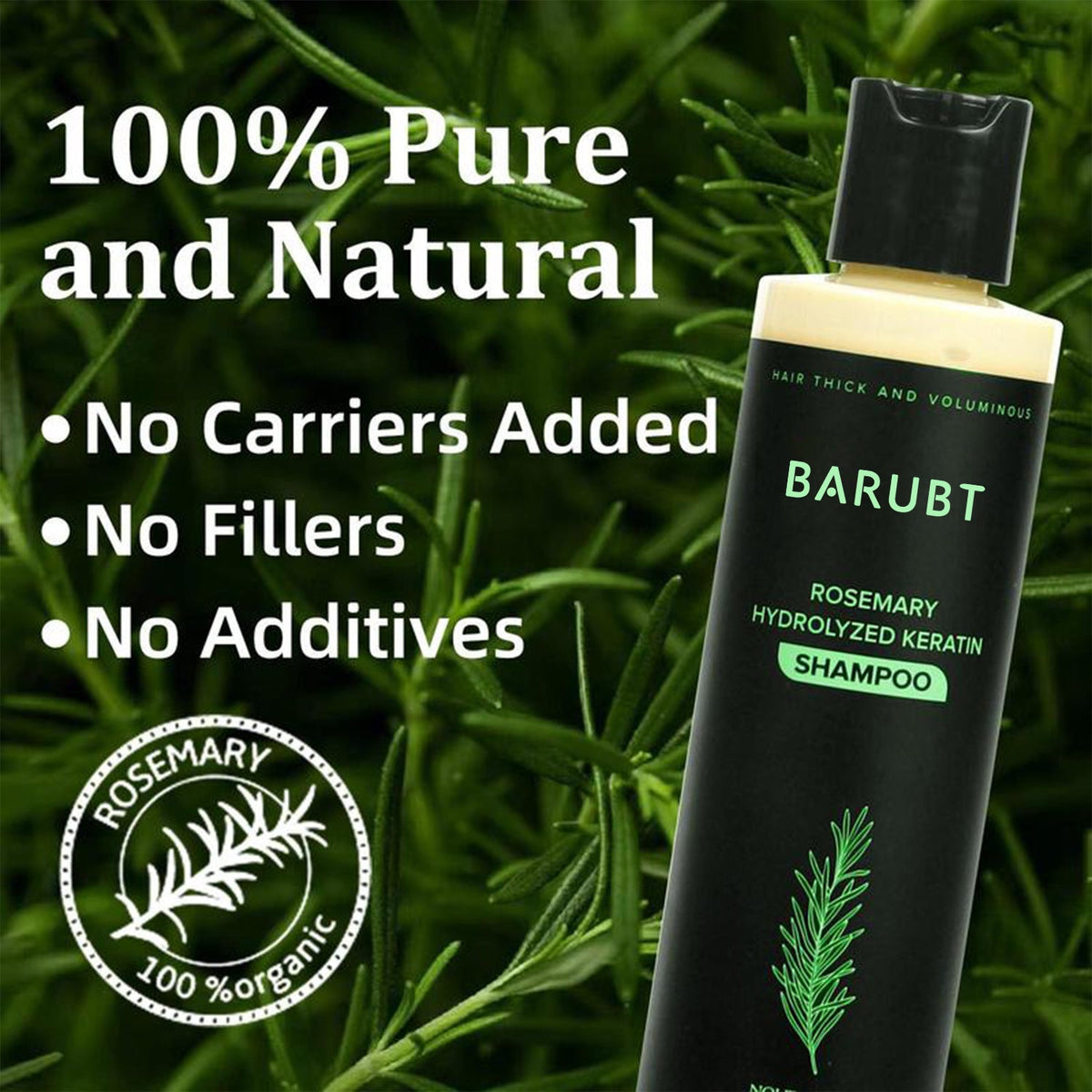 Rosemary Hydrolyzed Keratin Shampoo, Sulfate-Free, Cruelty-Free For Smooth & Shiny Hair