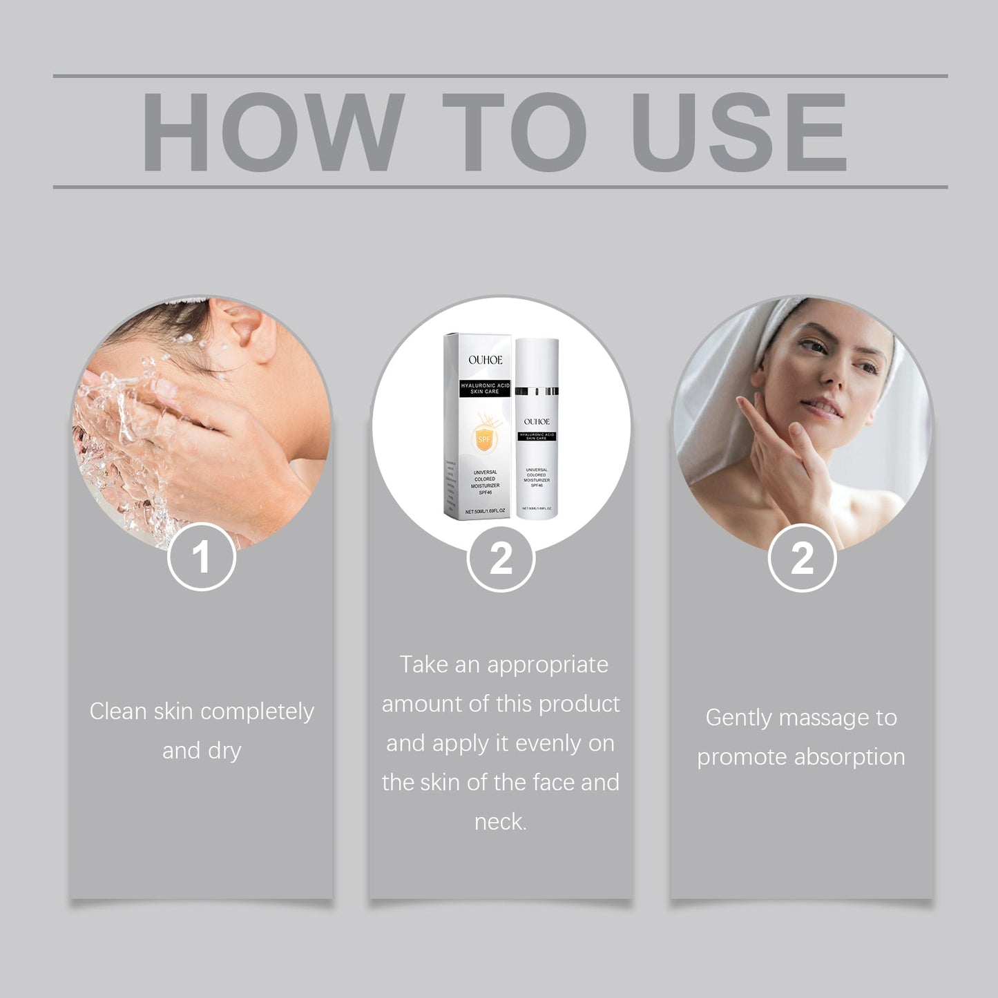 OUHOE Hyaluronic Acid Skin Care, Outdoor Uv Protection Multi-Functional Isolation Skin Gentle Moisturizing Protective Cream