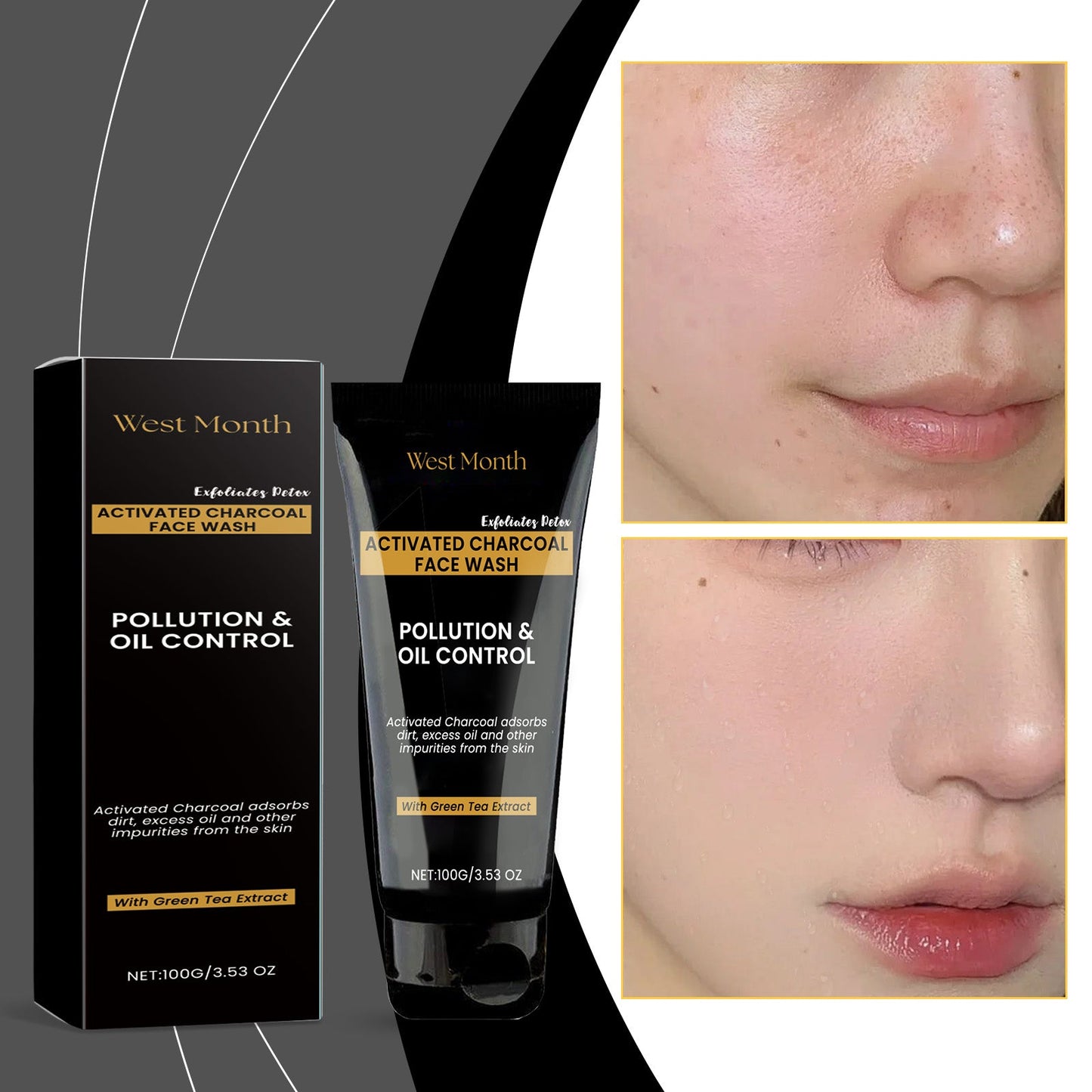 West&Month Facial Cleanser, Gentle Pore Cleanser, Exfoliating Moisturizer, Non-Tight, Hydrating And Tender Skin Cleanser