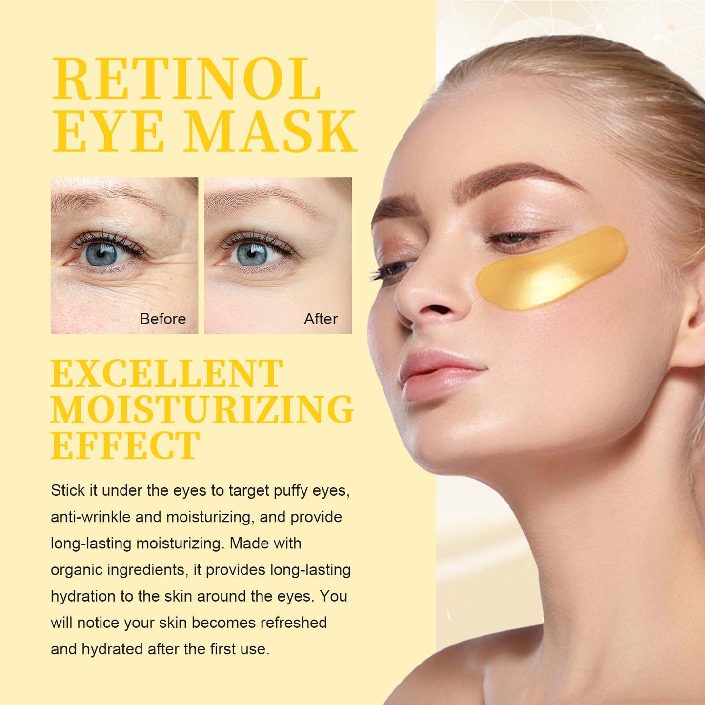 Hoygi Retinol Eye Mask, Collagen Moisturizing Repair Aloe Vera Moisturizing And Firming Eye Mask