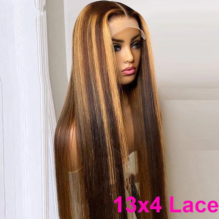 13x4 Straight Human Hair Lace Front Wig P4 27, Density