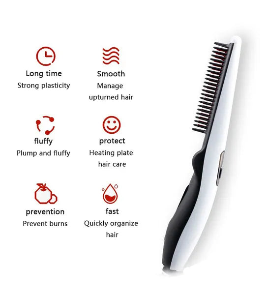 Fast Heated Electric Straight Hair Comb Beard Straightner Brush Styler Men Women