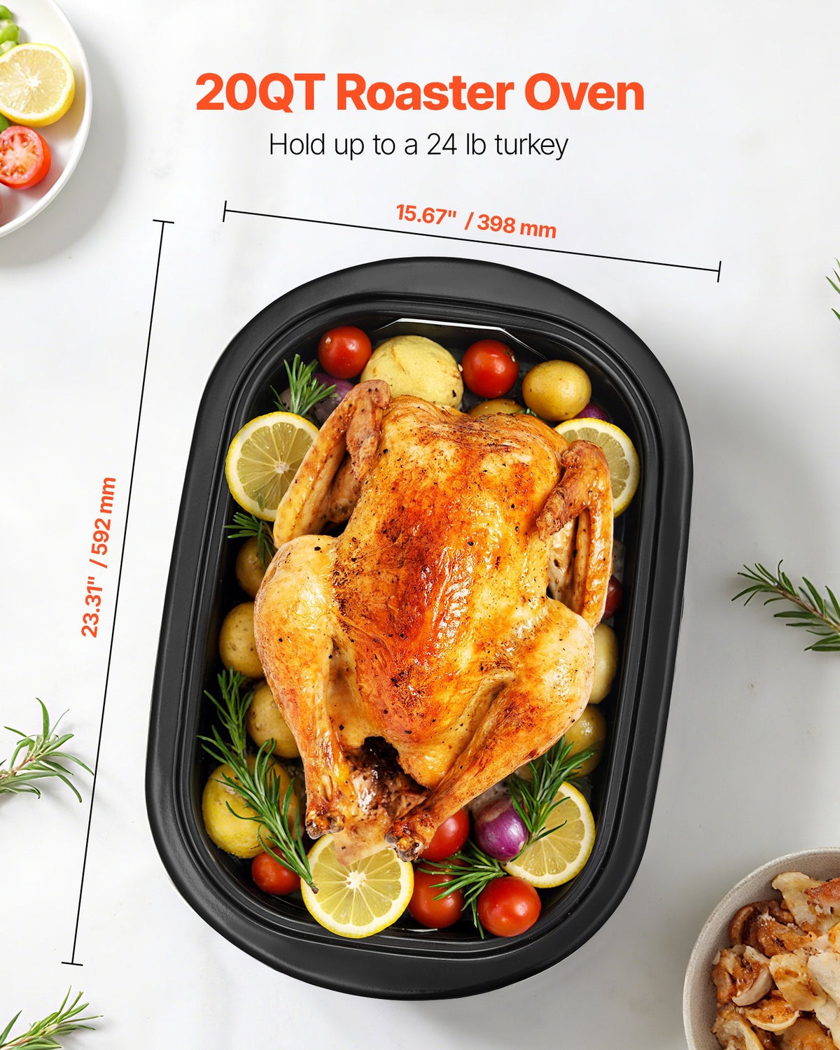 Electric Roaster Oven 20QT Electric Roasting Pan With Self-Basting Lid