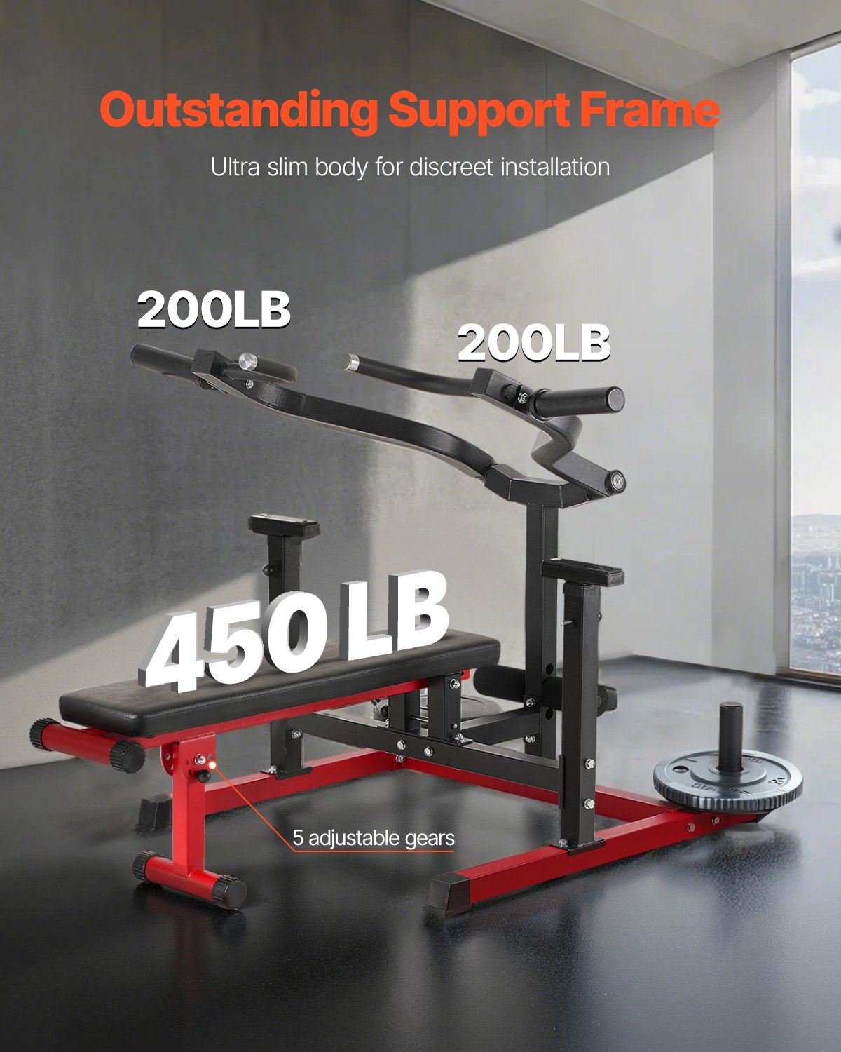 Chest Press Machine, 450 LBS Bench Press Set, Adjustable Flat Incline Bench With Independent Converging Arms, Upper Chest Equipment, Fitness Home Gym Equipment For Chest, AB Workouts, Shoulder