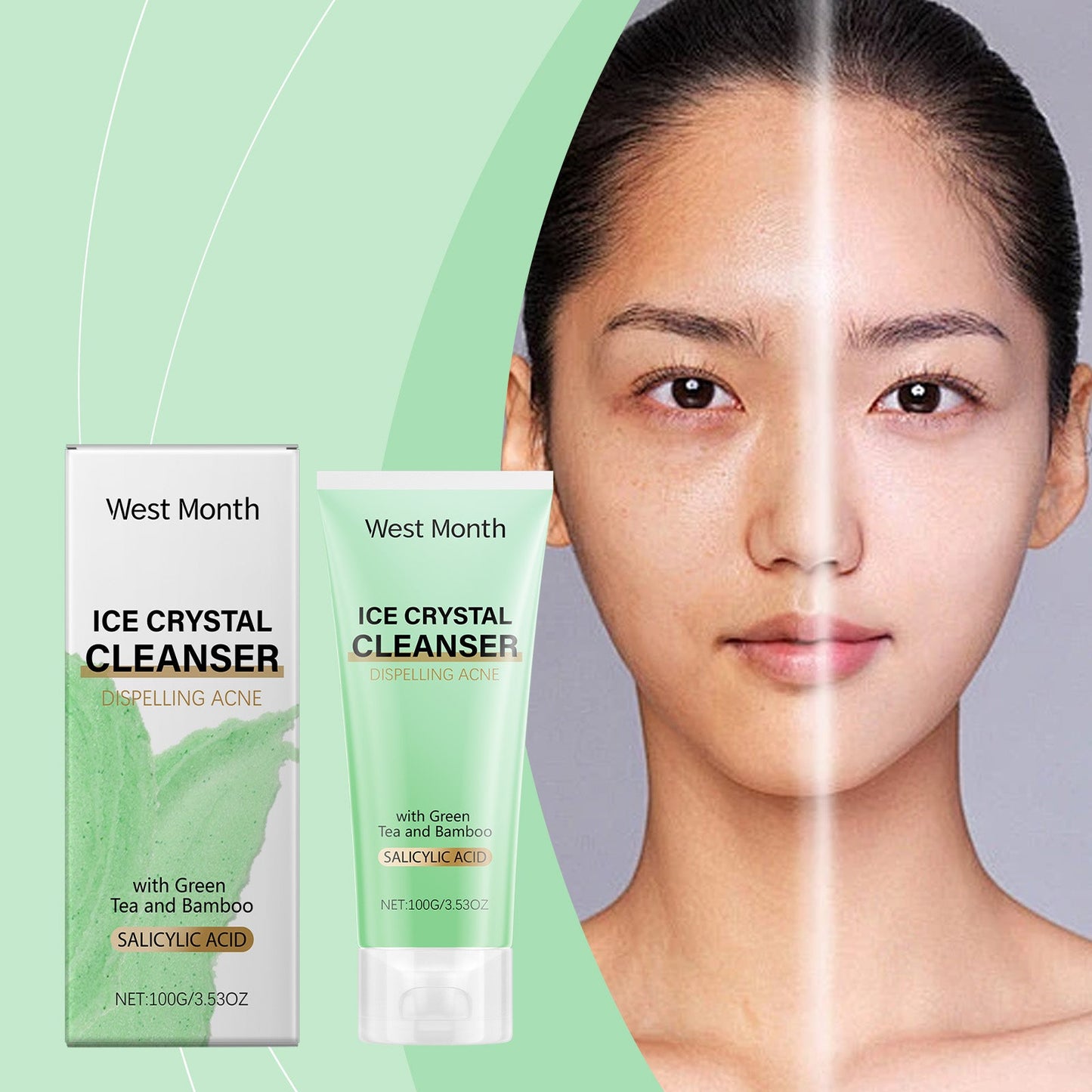 West&Month Anti-Acne Cleanser, Gently Cleanses Pores Refreshing, Non-Tight, Moisturizing And Hydrating