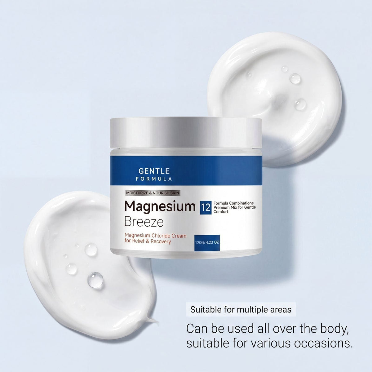 Magnesium Breeze Moisturizing Body Cream, Gentle Hydrating Soothing Skin Massage Lotion For Daily Body Care