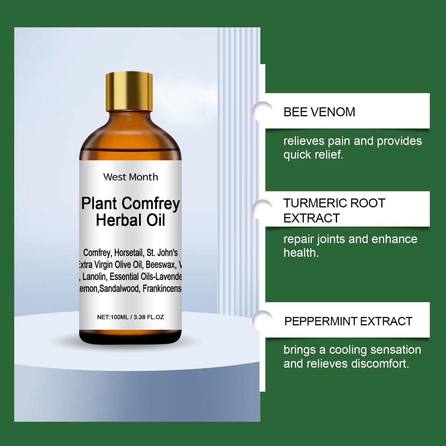 West&Month Herbal Compost Oil, Massage Moisturizing Joint Massage Essential Oil Daily Joint Care Essential Oil