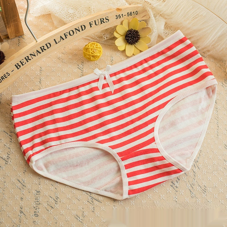 Striped Navy Style Bow Cute Women's Panties