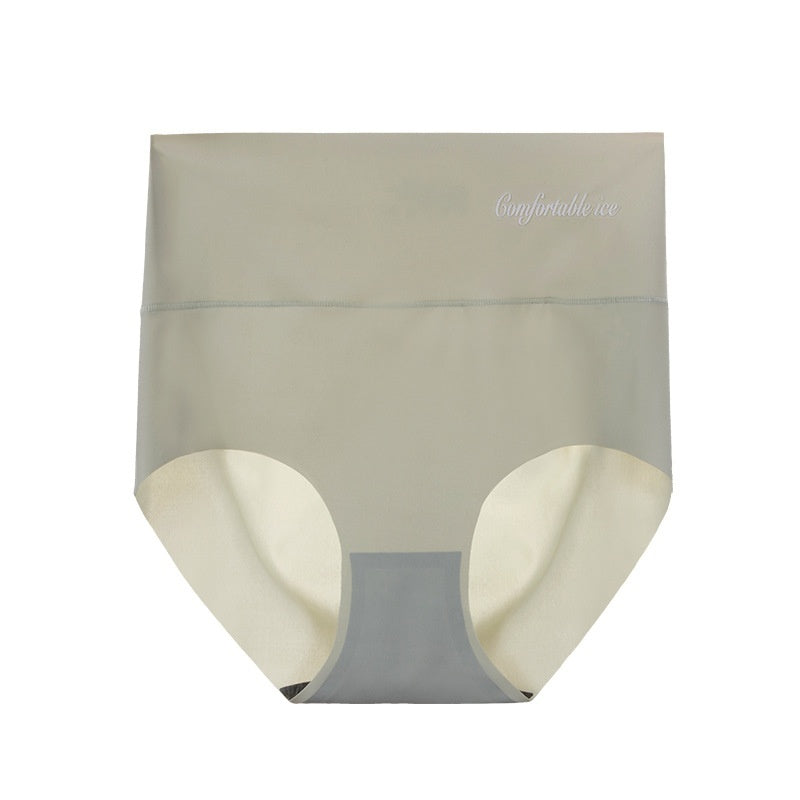 High Waist Ice Silk Seamless Panties Women's Belly Contracting And Hip Lifting
