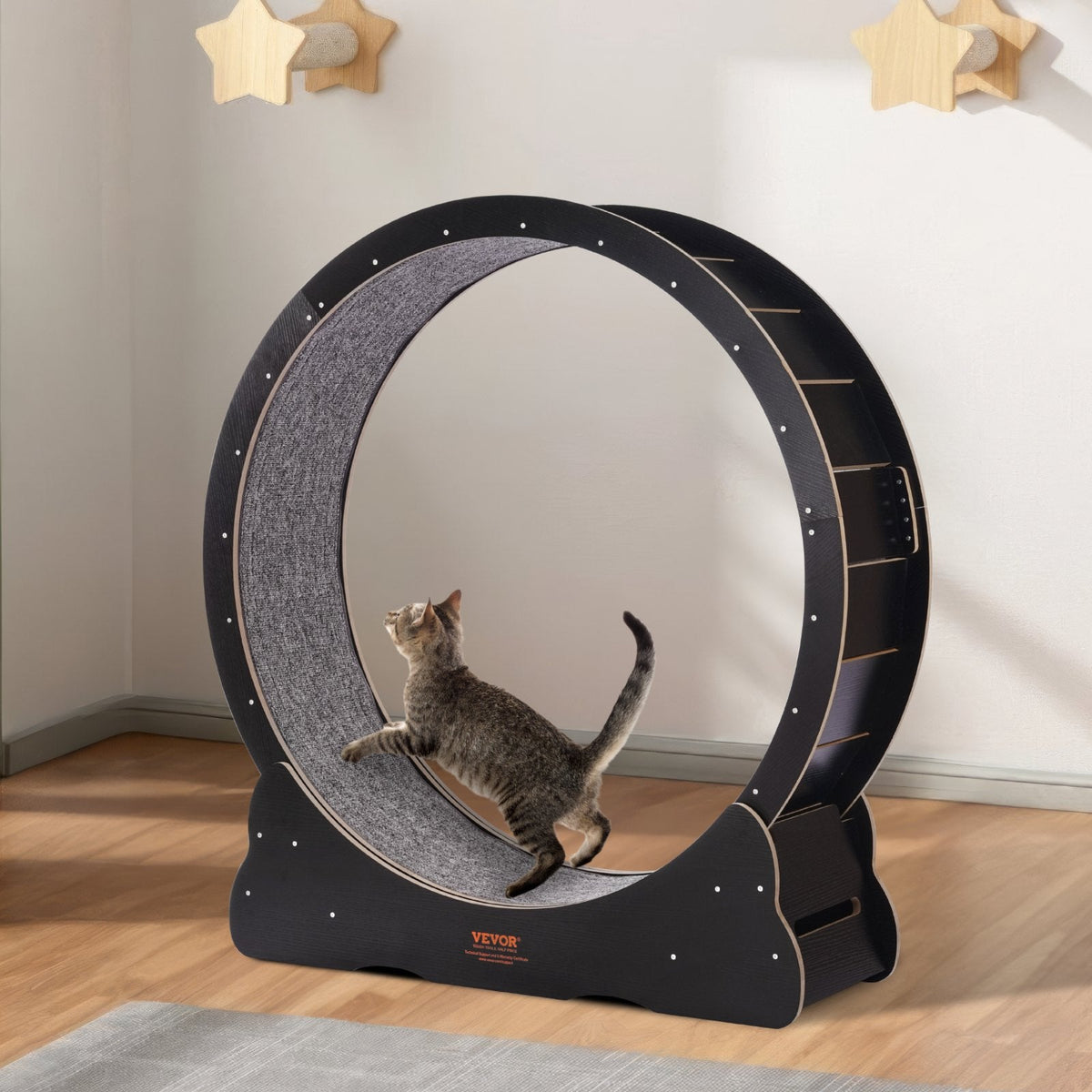 Cat Exercise Wheel 43.3' Large Cat Treadmill Wheel For Indoor Cats Black
