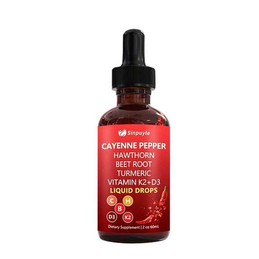 Cayenne Pepper Hawthorn Beet Root Turmeric Liquid Drops With Vitamin K2 D3 60ML