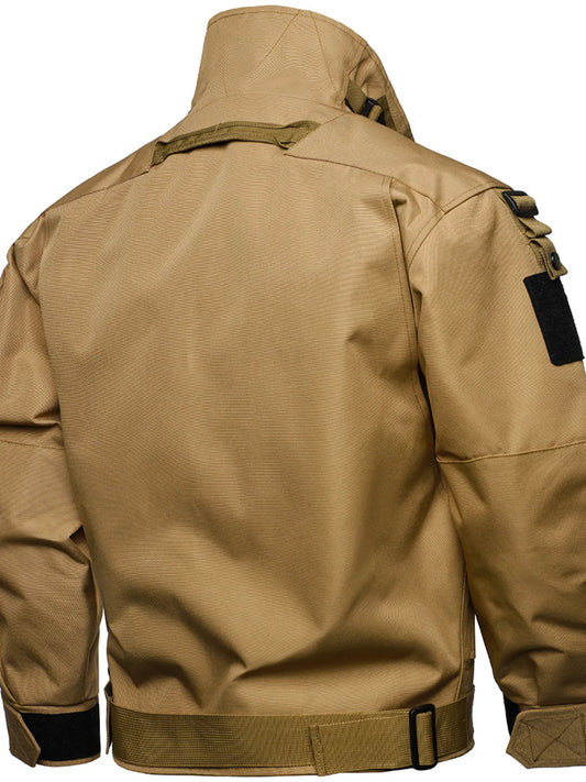 Men's Full Size Multi Buckle Water-Resistant Jacket Plus Size