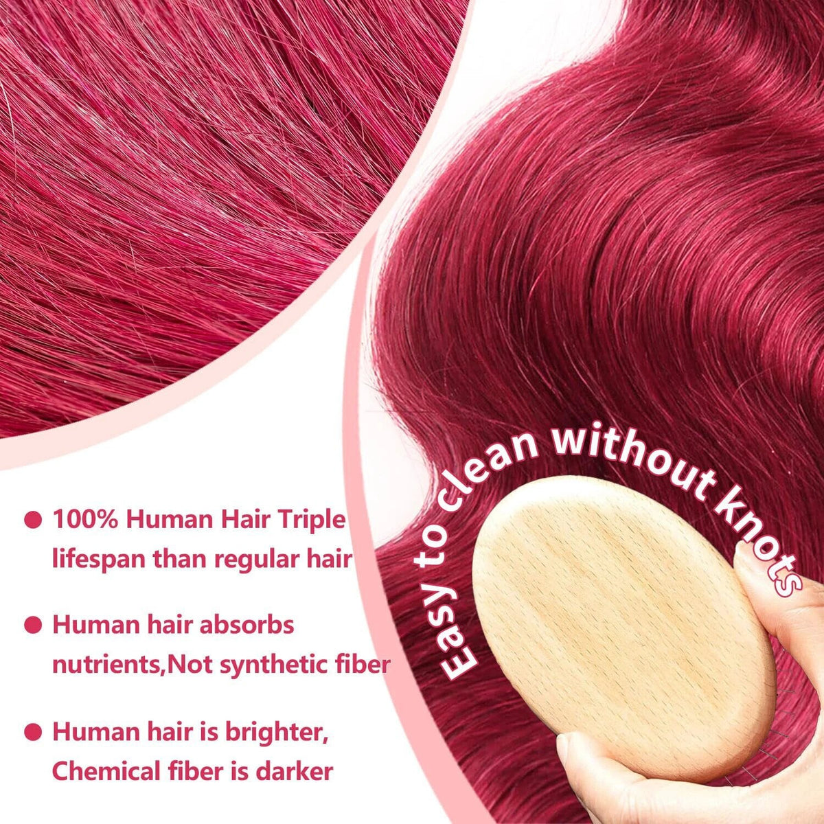 13x6 Lace Front Human Hair Wig Burgundy Red Body Wave, Density, 22 Inches