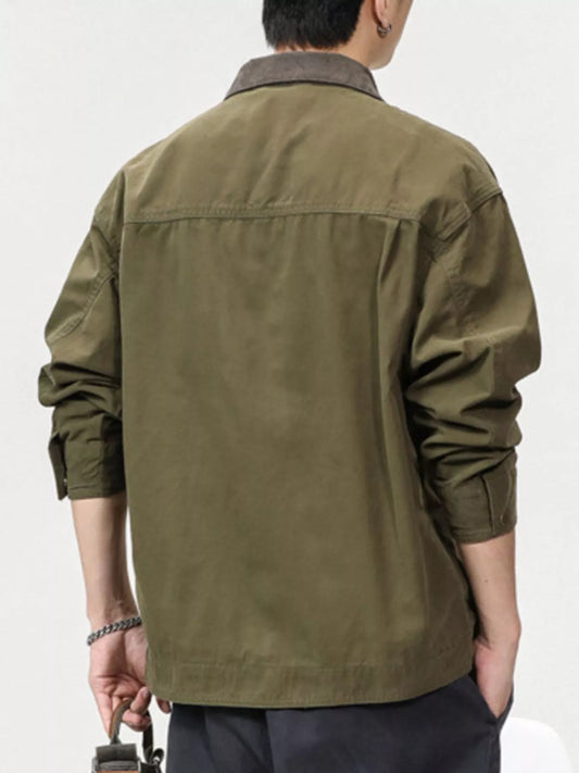 Men's Full Size Zip UP Long Sleeve Jacket Plus Size
