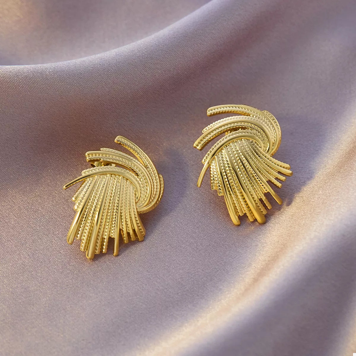18K Gold-Plated Textured Stud Earrings