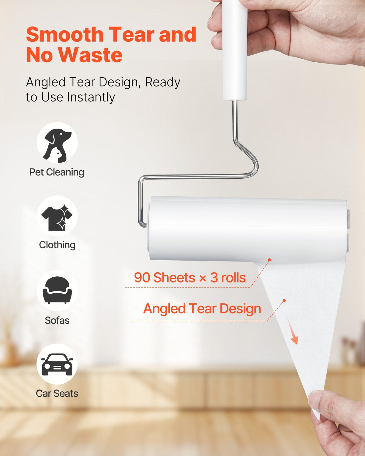 Sticky Lint Roller, 3 Pack Large Pet Hair Rollers Remover Set, 270 Sheets Extra Sticky Lint Roller With Upgraded Handle, Portable Cat And Dog Hair Remover For Carpet, Couch, Clothing And Bedding