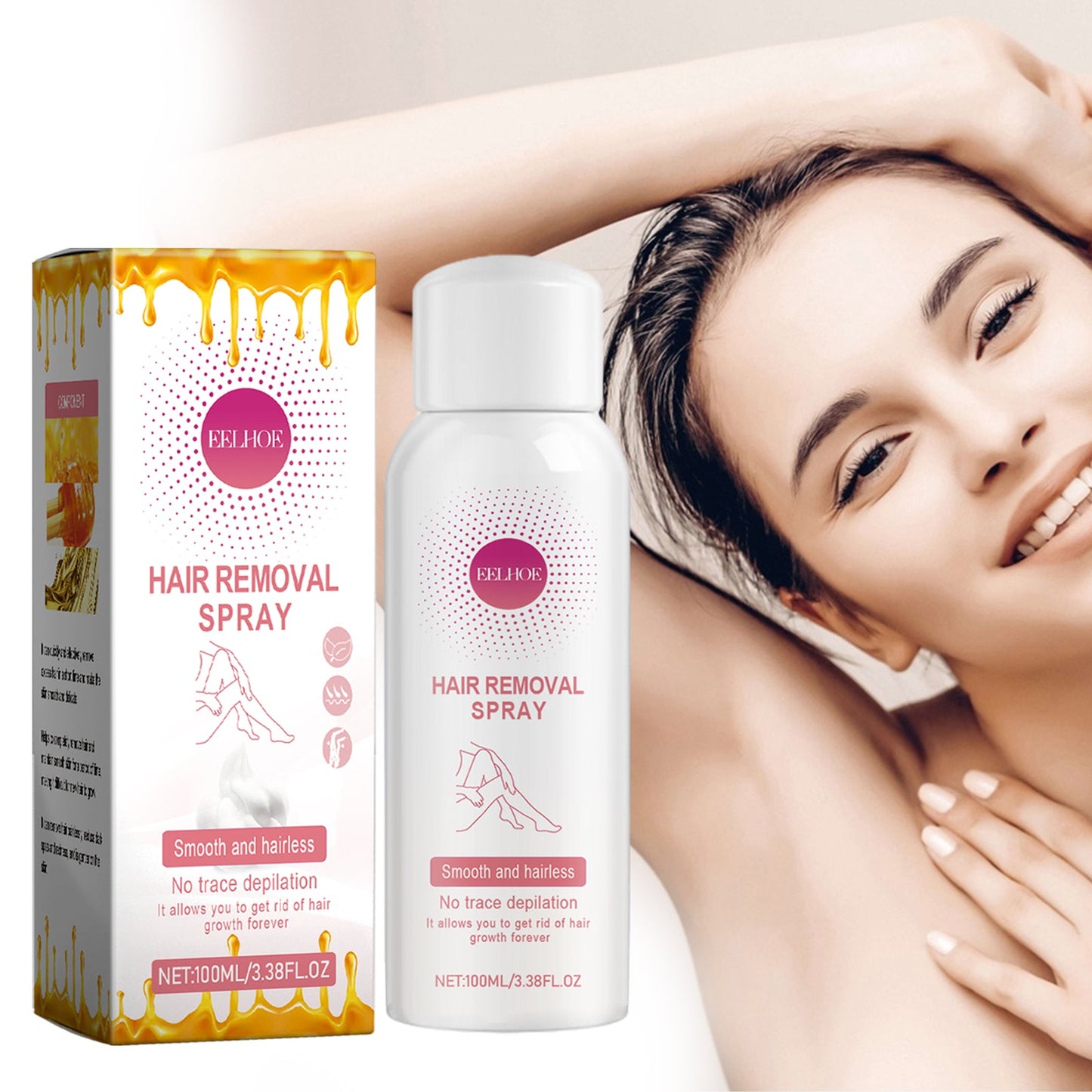 EELHOE Hair Removal Spray, Underarm Quick Hair Removal Gentle Pore Contraction Smooth Delicate Cleansing Spray