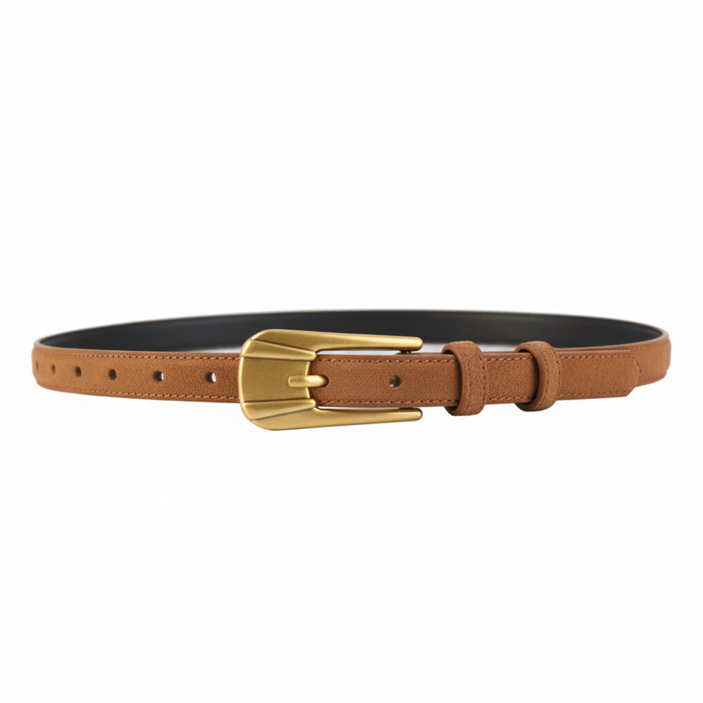 Skinny Belt with Golden Buckle