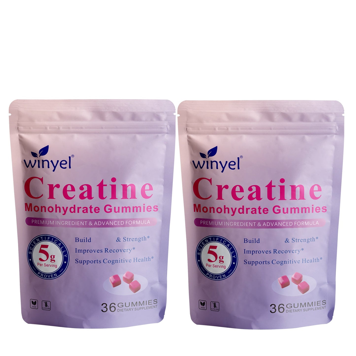 Creatine Monohydrate Gummies, 5 Grams Per Serving, Sugar-free Creatine Gummies, Suitable For Workouts, Strength, Cognitive Health, And Muscle Support, Gluten-free, Berry-enhanced, 36 Gummies.