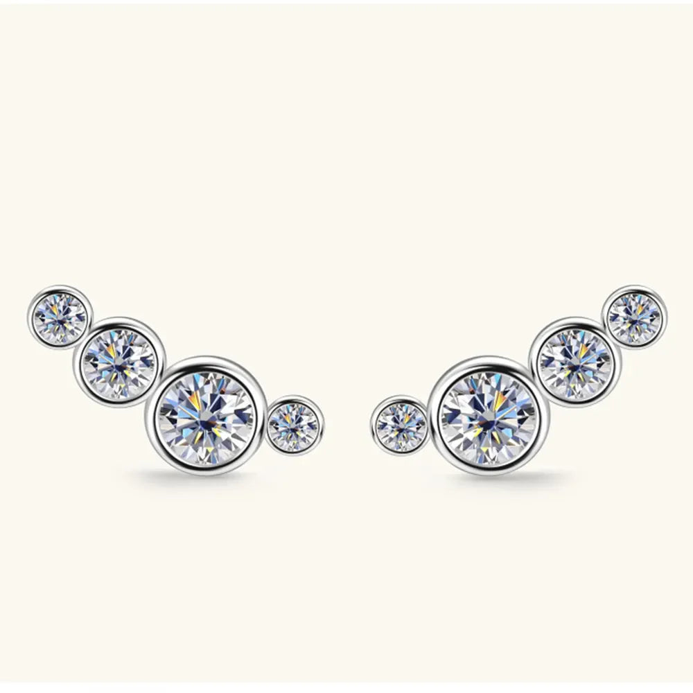 Moissanite 925 Sterling Silver Stud Earrings