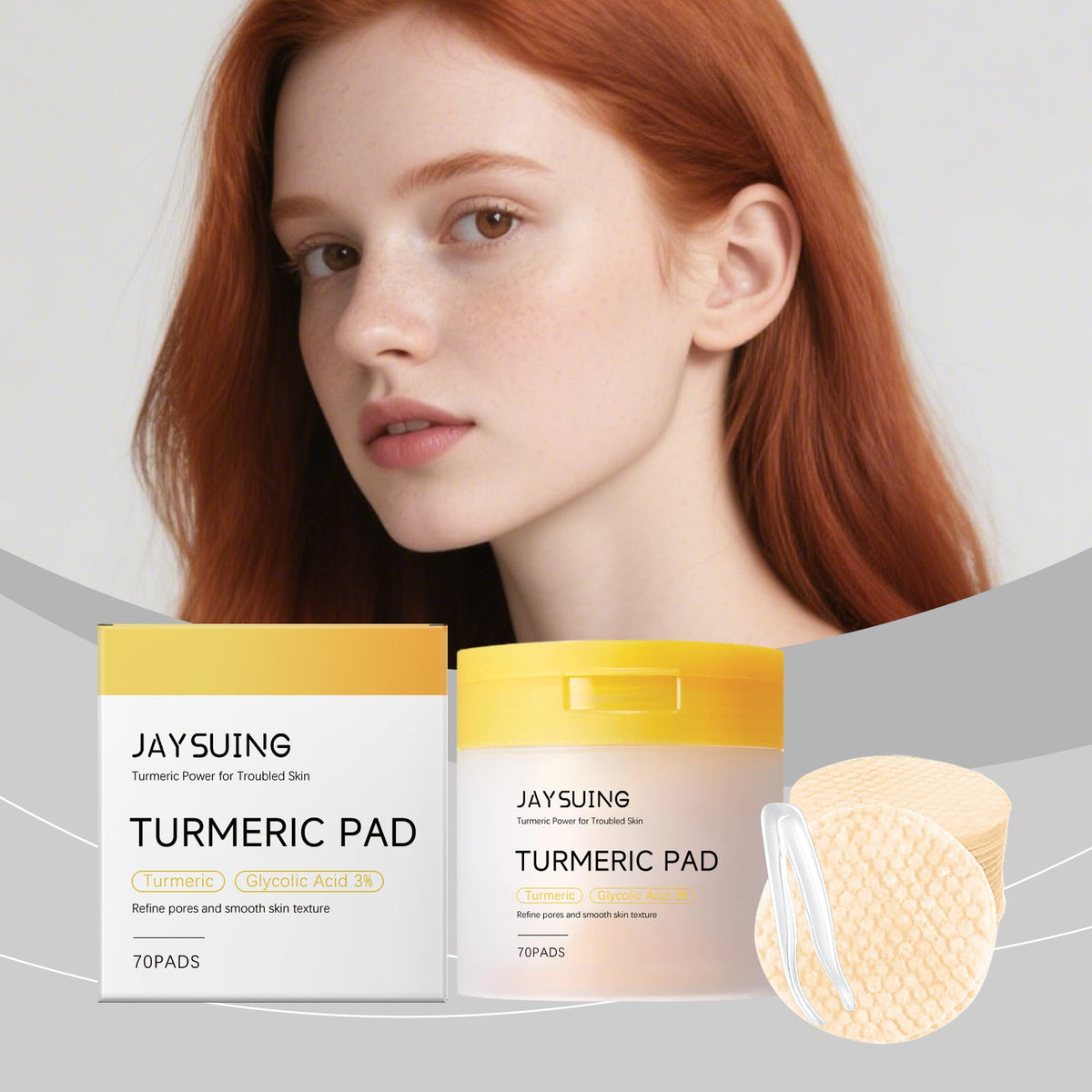 Viareline Kojic Acid Turmeric Brightening Cotton Pads, Hydrating Exfoliating Facial Treatment Pads For All Skin Types Daily Skin Care
