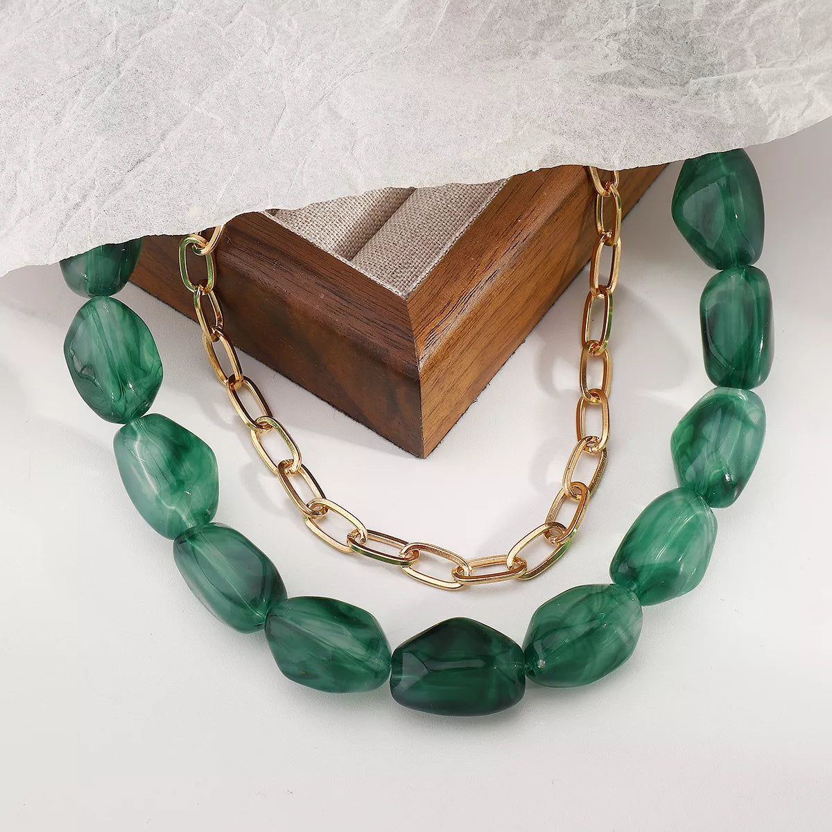 2 Piece Colorful Beaded Chain Necklace