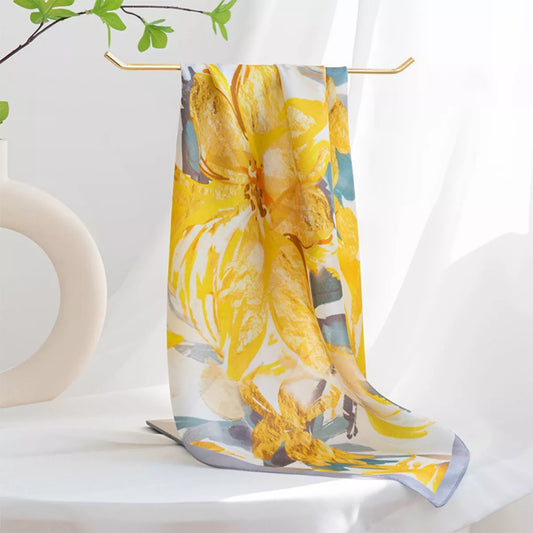 Floral Print Silk Square Scarf