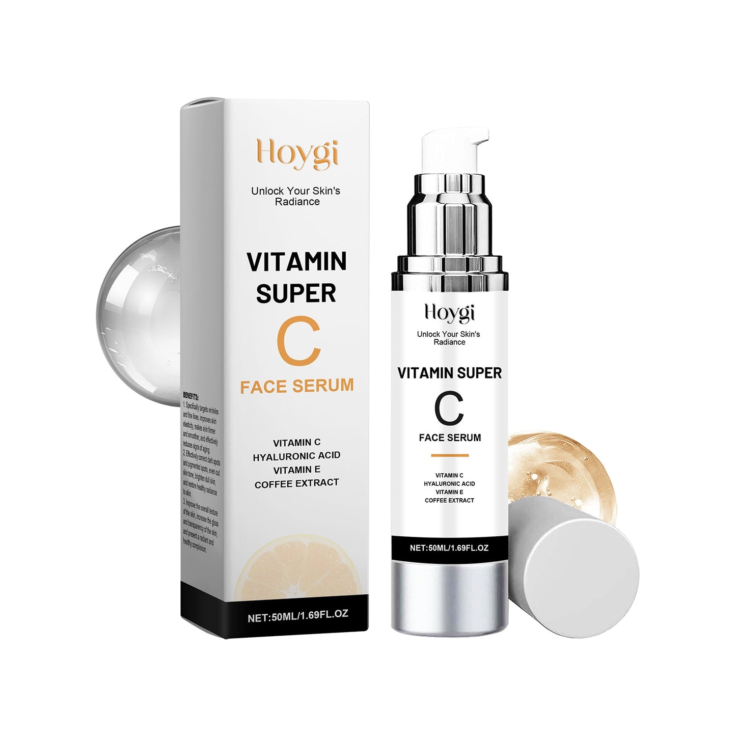 Hoygi Vitamin C Serum Hydrates Soft And Delicate Skin Moisturizing, Moisturizing And Brightening Face Serum