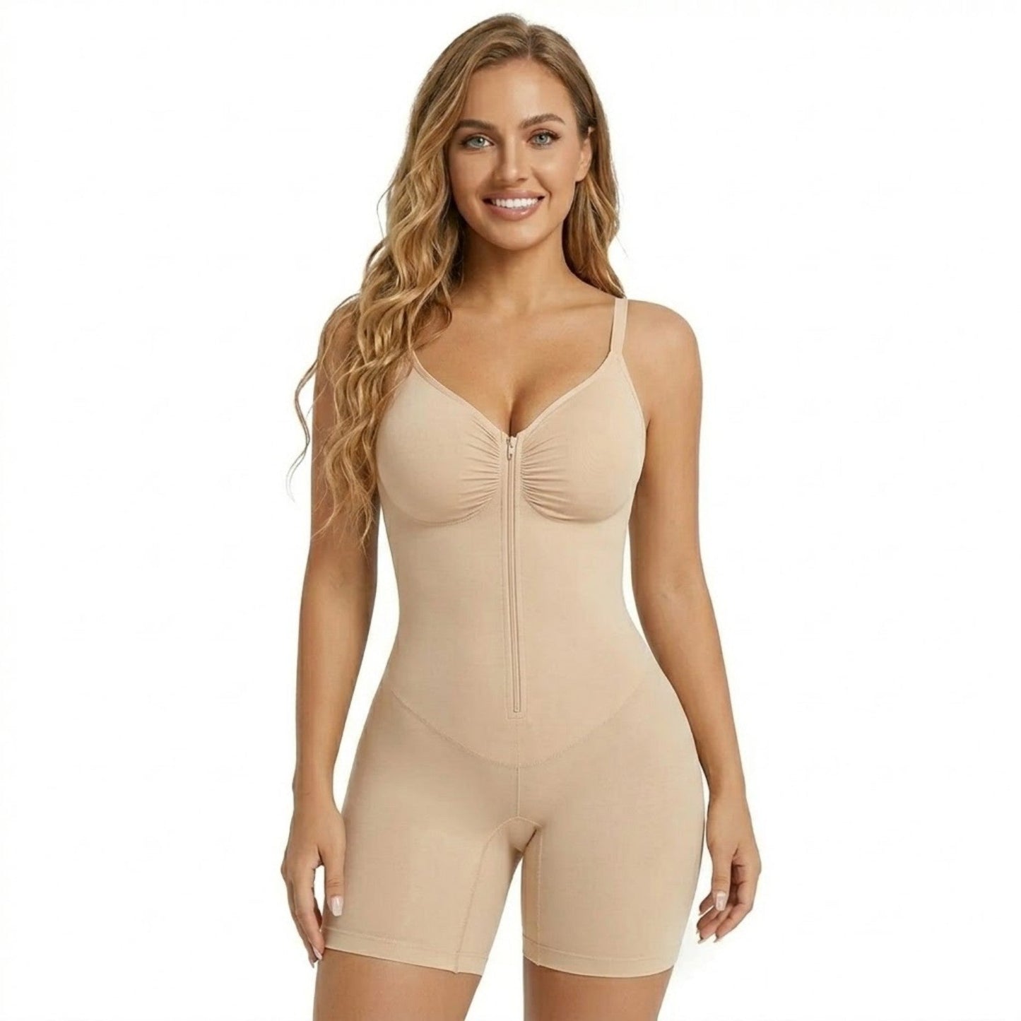 Shapewear For Women Tummy Control Bodysuits Zip-Up Comfort Ultra Stretch Fabric Customizable Fit Breathable Mesh Design Comfortable Fit