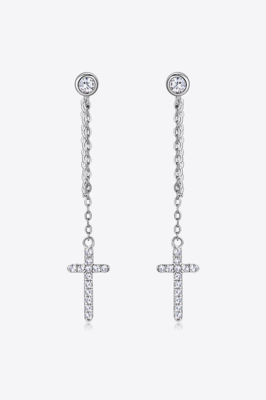 Moissanite 925 Sterling Silver Cross Earrings