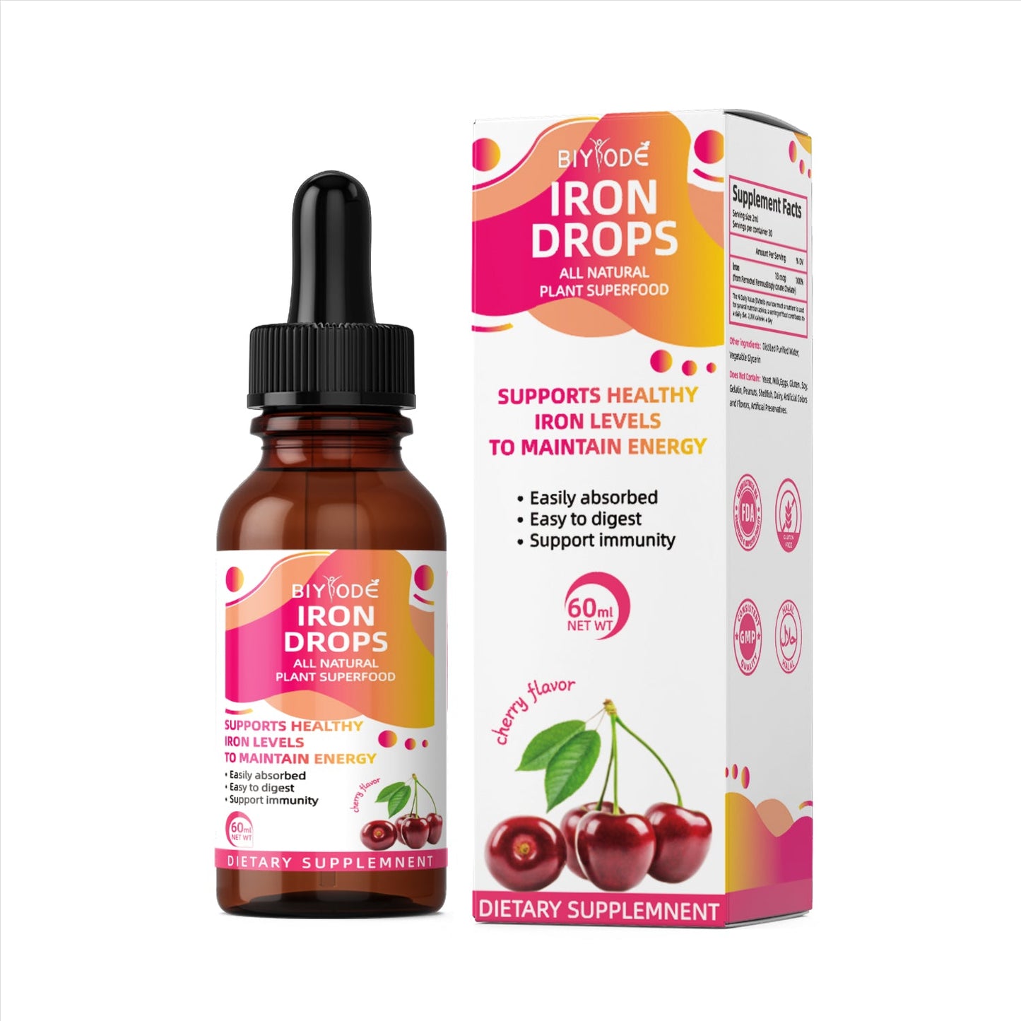 OEM ODM Custom Iron Healthcare Supplement Natural Iron Liquid Drop Enrich The Blood