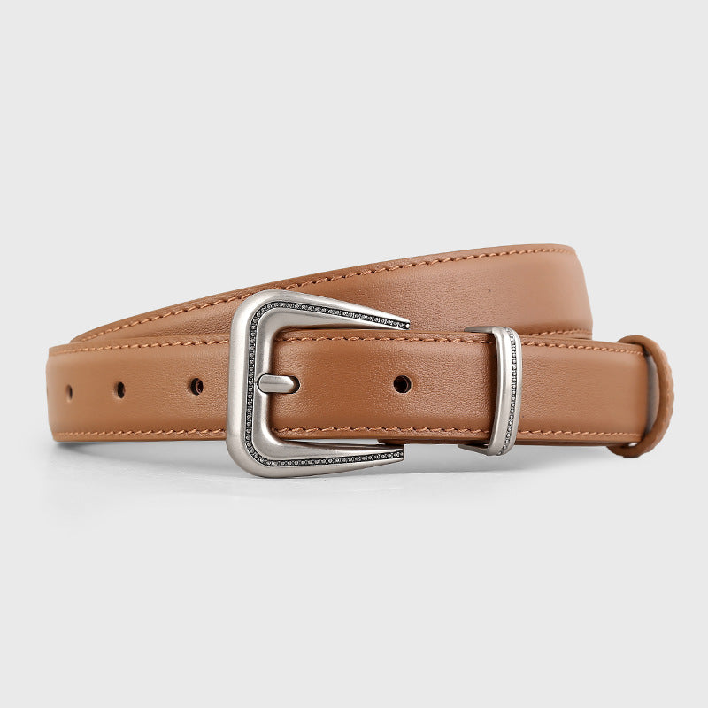 Leather Belt with Silver Buckle