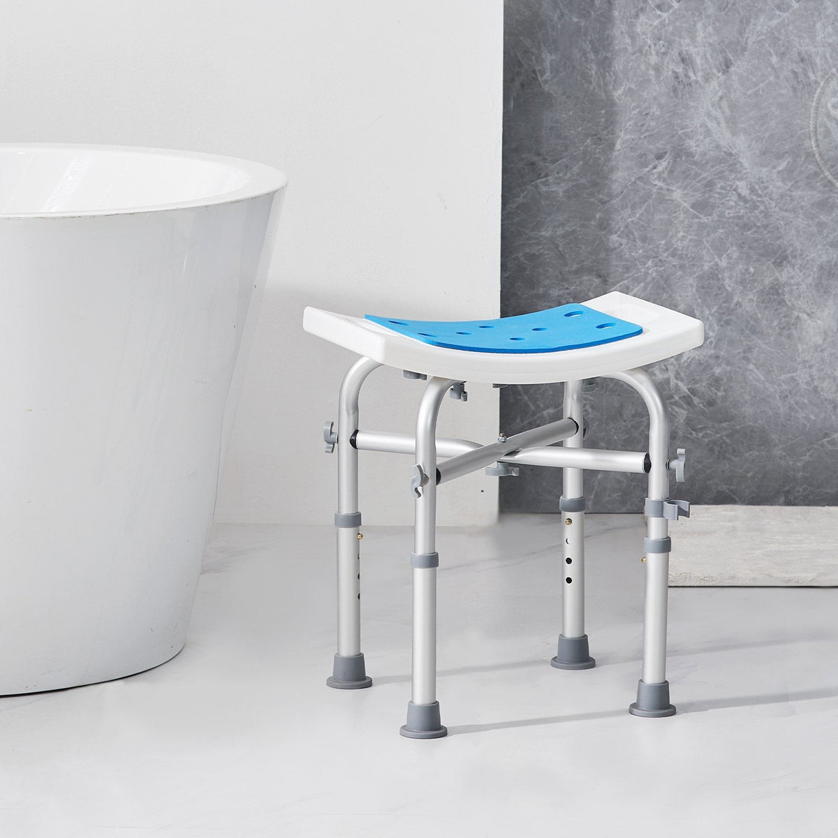 VEVOR Shower Chair For Inside Shower, Adjustable Height Shower Stool With Crossbar Support, Shower Seat For Shower Tub, Non-Slip Bench Bathtub Stool Seat For Elderly Disabled Adults Handicap, 500 Lbs