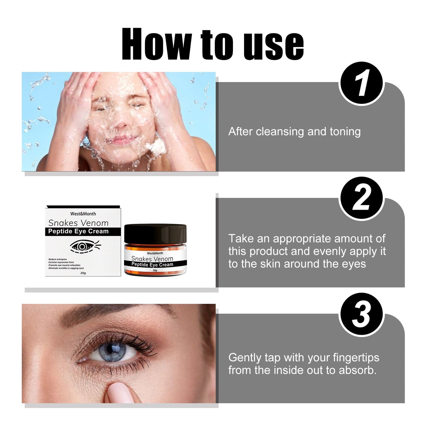 West&Month Snake Venom Peptide Eye Cream Gently Nourishes Skin, Reduces Fine Lines, Hydrates And Moisturizes Eye Cream