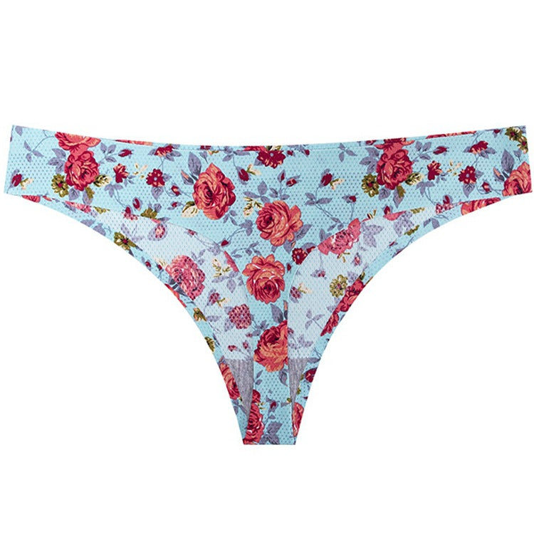 Printed Breathable One Piece Low Waist Thong Women